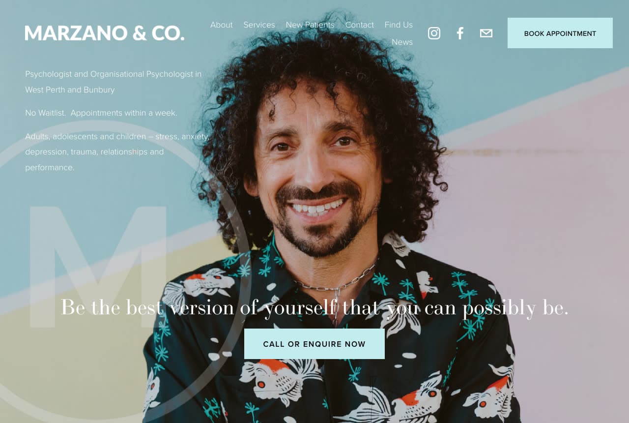 Marzano & Co website — Performance Psychology design example