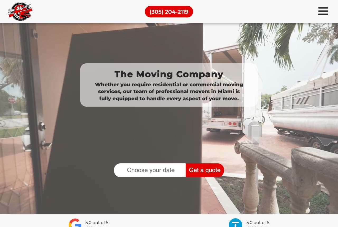 Miami Movers website — Local Movers design example