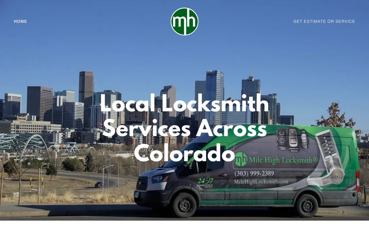 Mile High Locksmith website — Mobile Locksmith design example