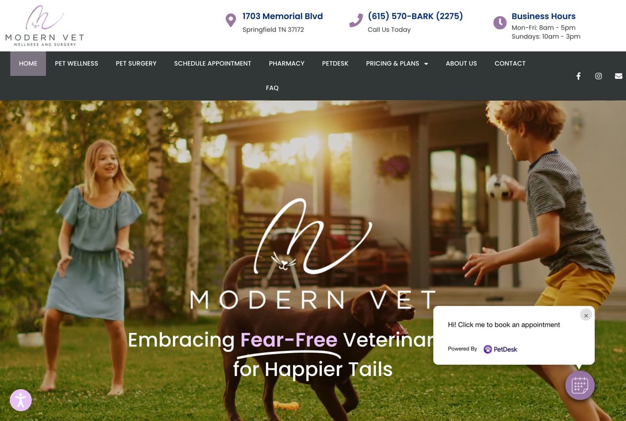 Modern Vet website — Veterinarian design example