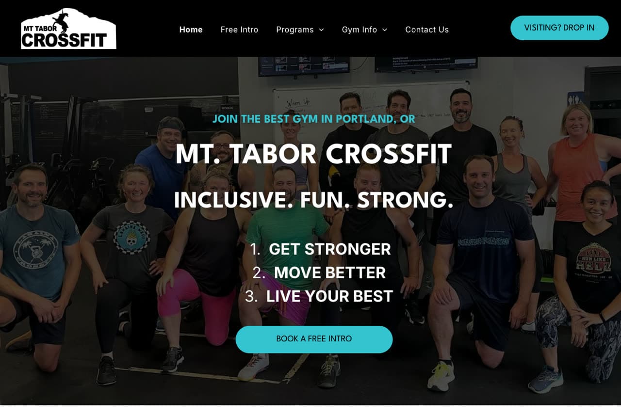 Mt. Tabor CrossFit website — CrossFit Gym design example