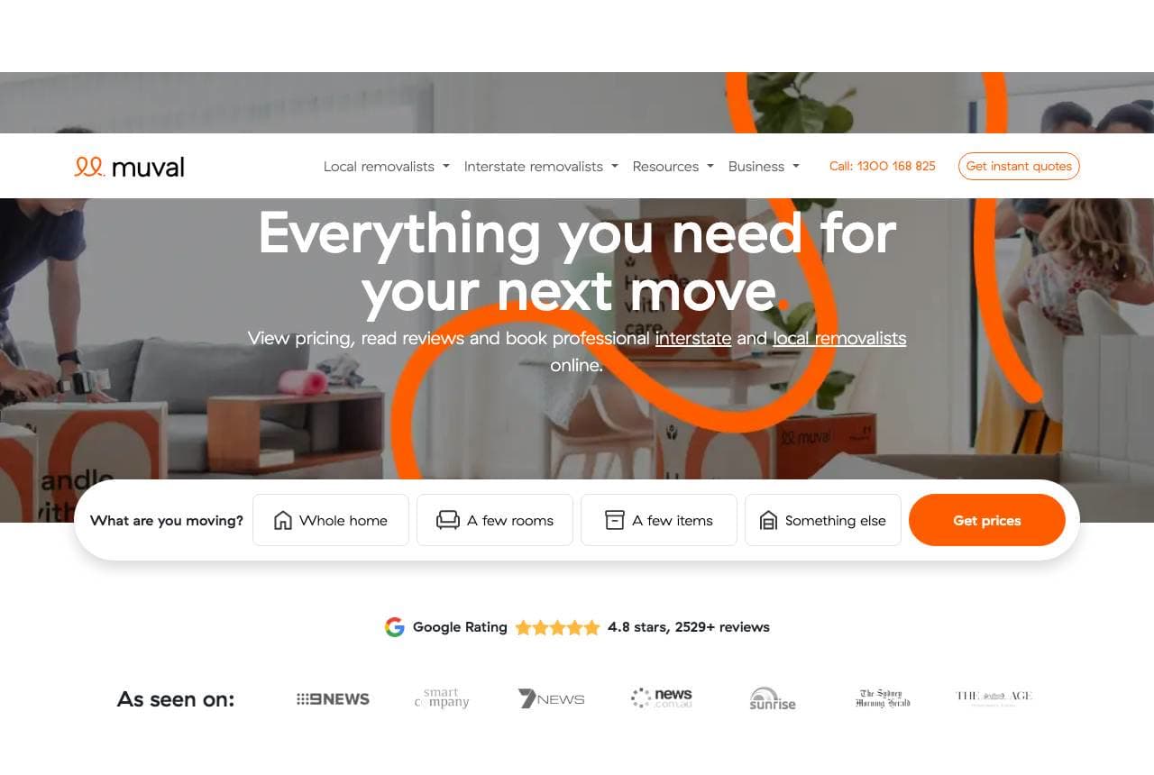 Muval website — Moving Marketplace design example