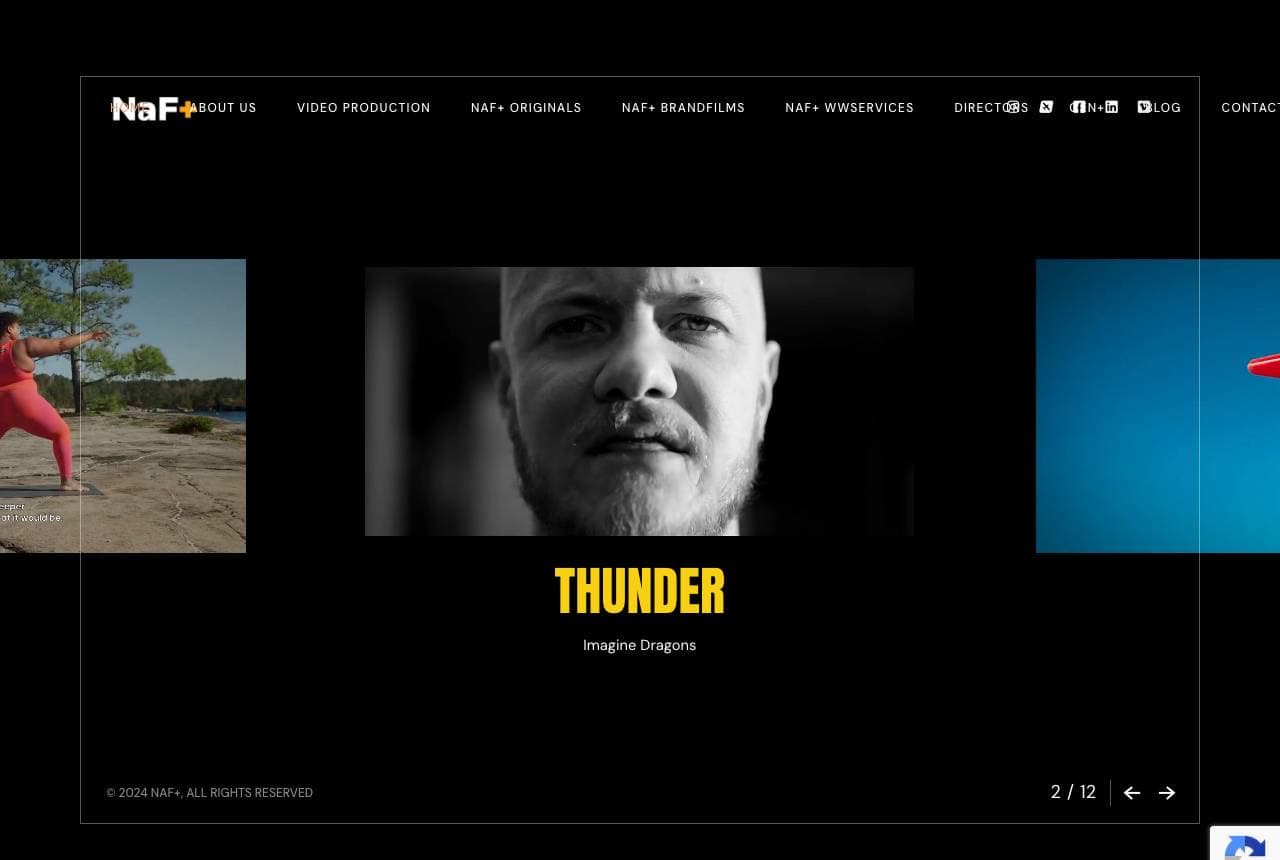 NAF+ website — Music Video design example