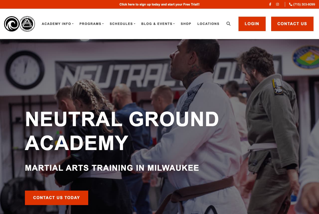 Neutral Ground Academy website — Community Gym design example