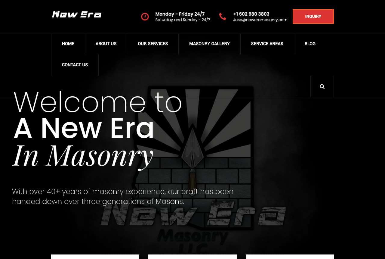 New Era Masonry website — Brick & Block Mason design example