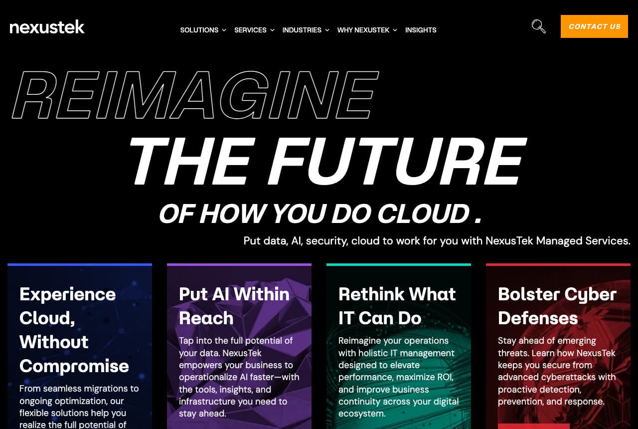NexusTek website — Cloud Services design example