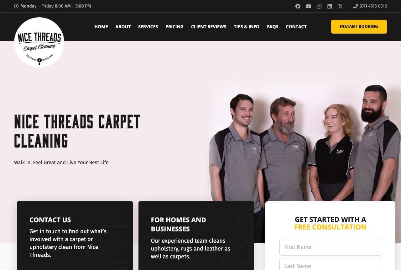 Nice Threads Carpet Cleaning website — Local Crew design example