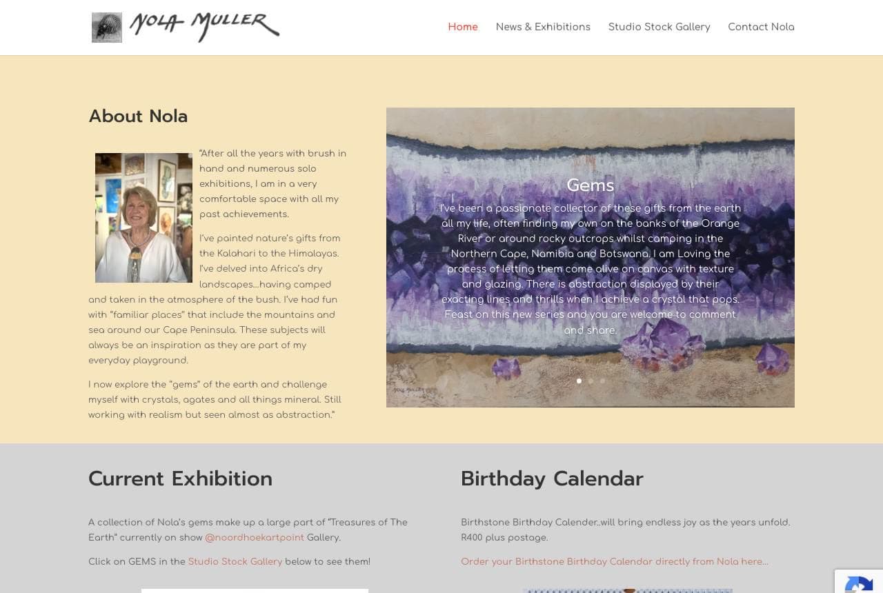 Nola Muller website — Landscape Painter design example
