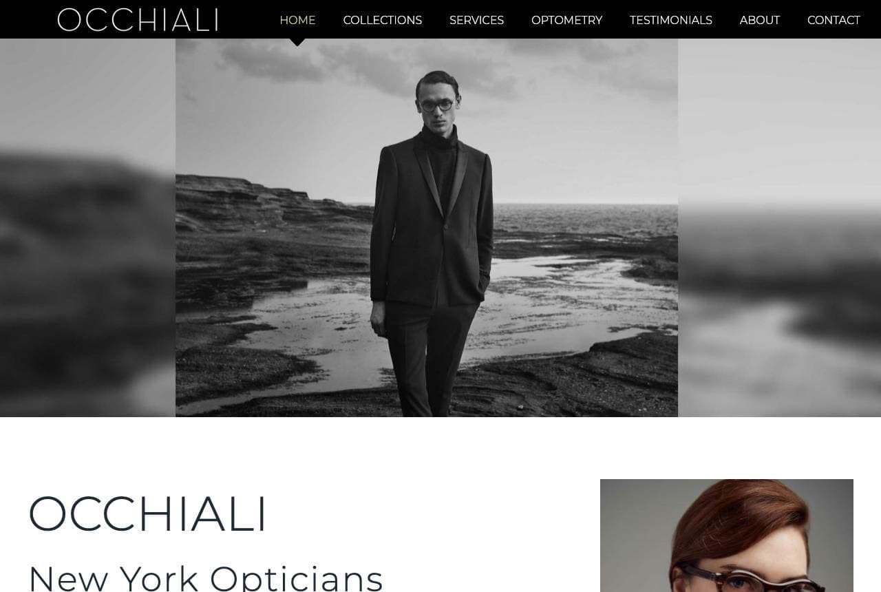 Occhiali website — Boutique Optician design example