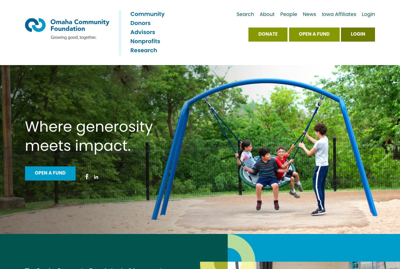 Omaha Community Foundation website — Community Foundation design example