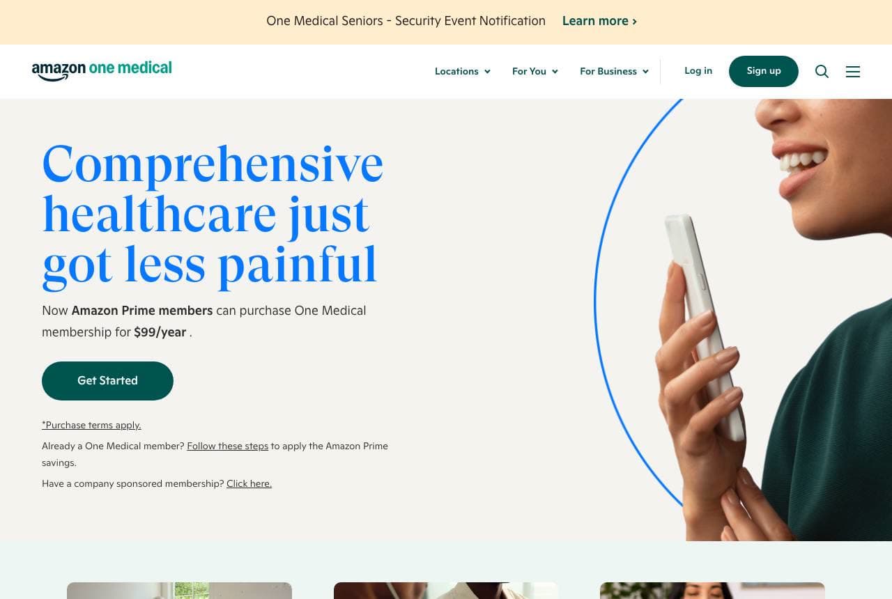 One Medical website — Membership Primary Care design example