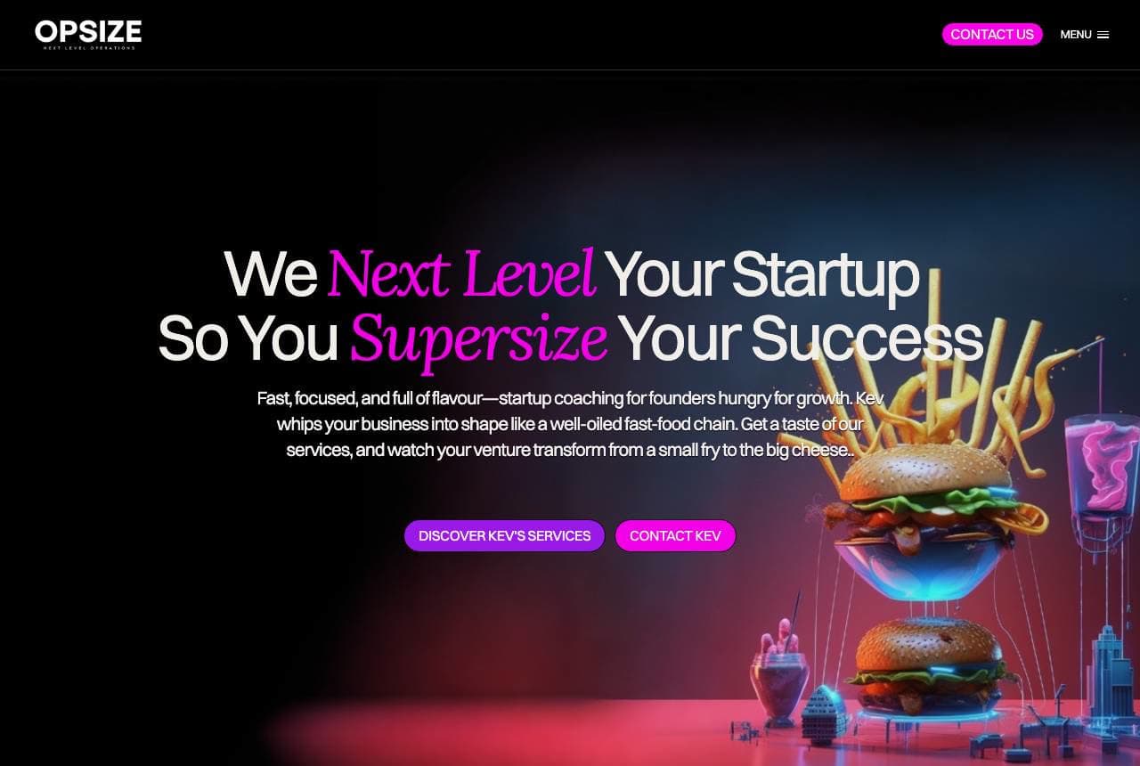Opsize website — Startup Coaching design example