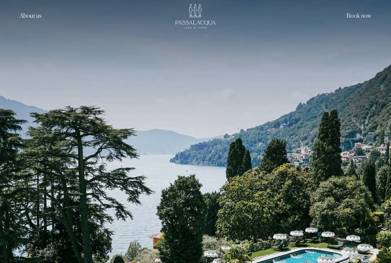Passalacqua website — Lakeside Villa Hotel design example