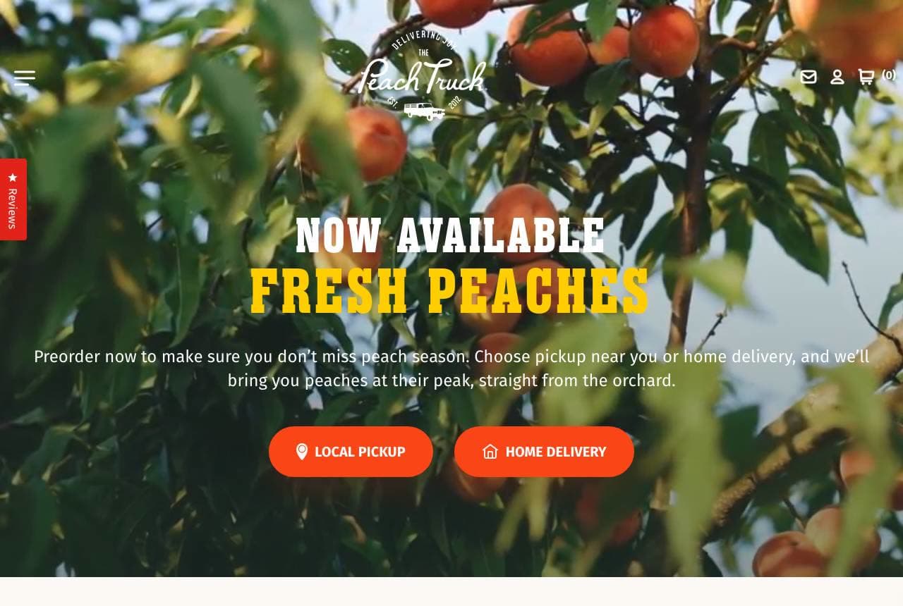 The Peach Truck website — Mobile Produce design example