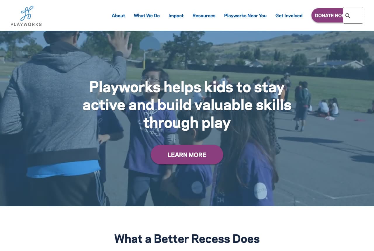 Playworks website — Youth Program design example