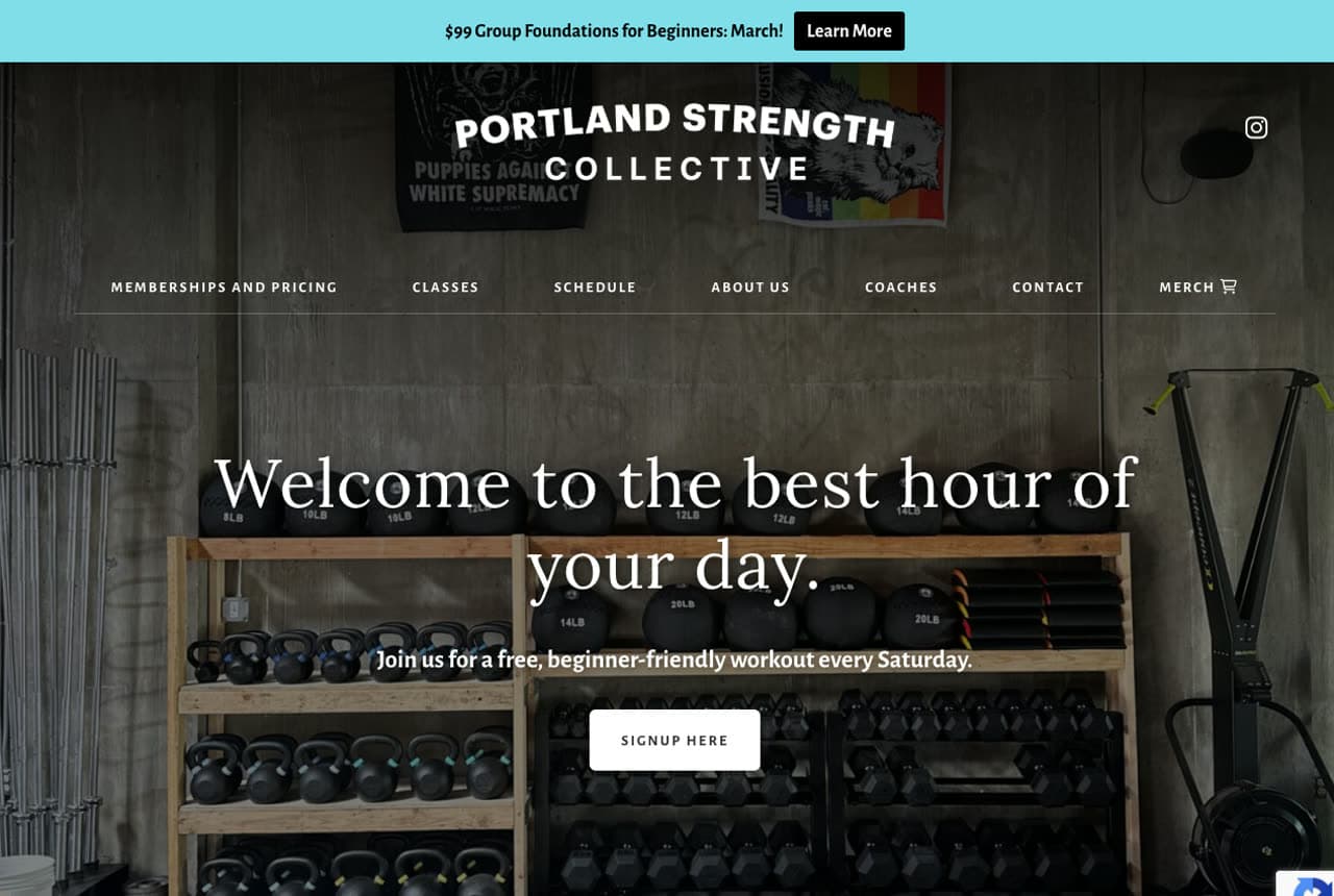 Portland Strength Collective website — Functional Fitness design example