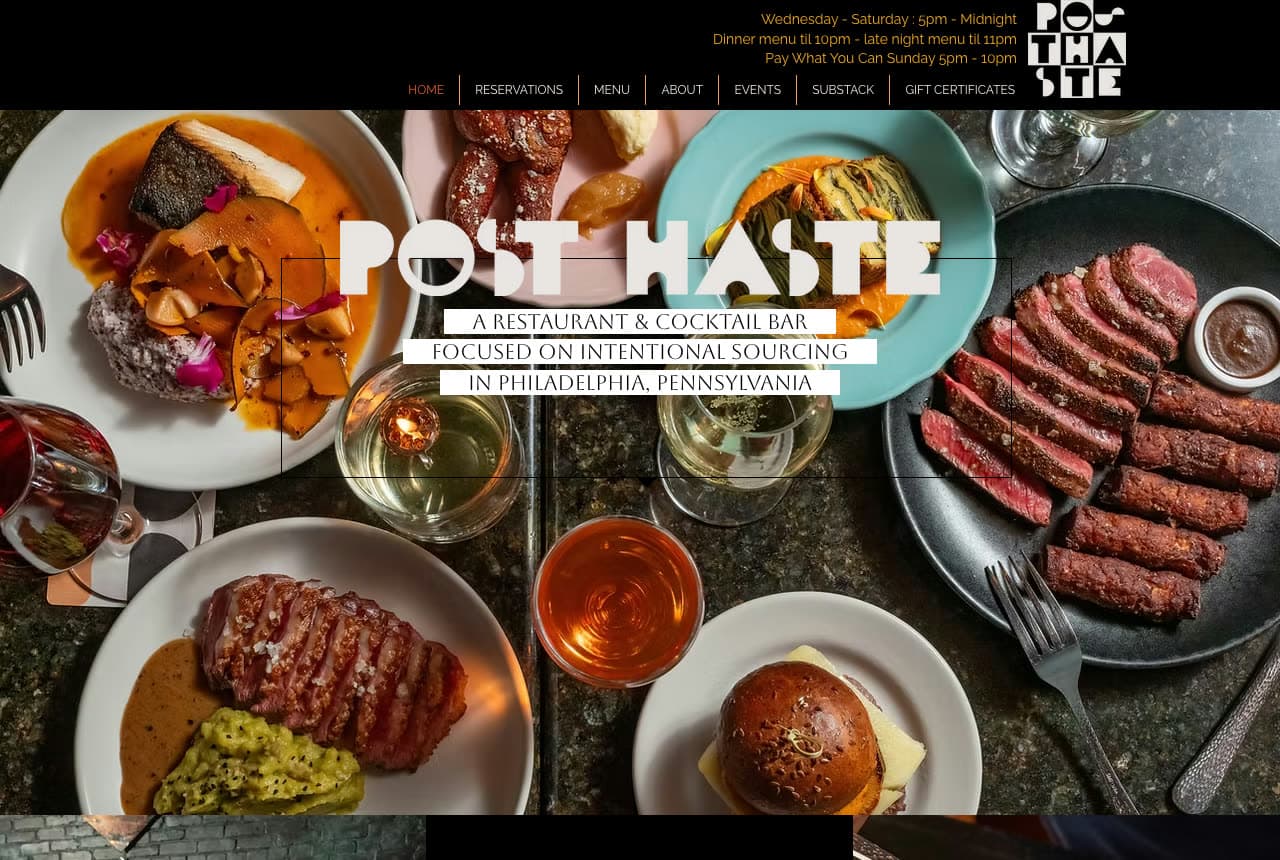 Post Haste website — Restaurant Bar design example