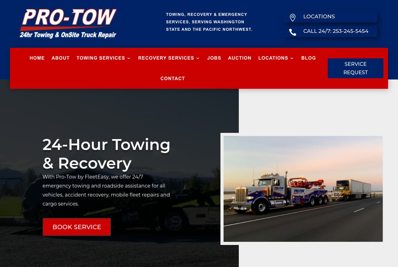 Pro-Tow website — Heavy-Duty Towing & Truck Repair design example