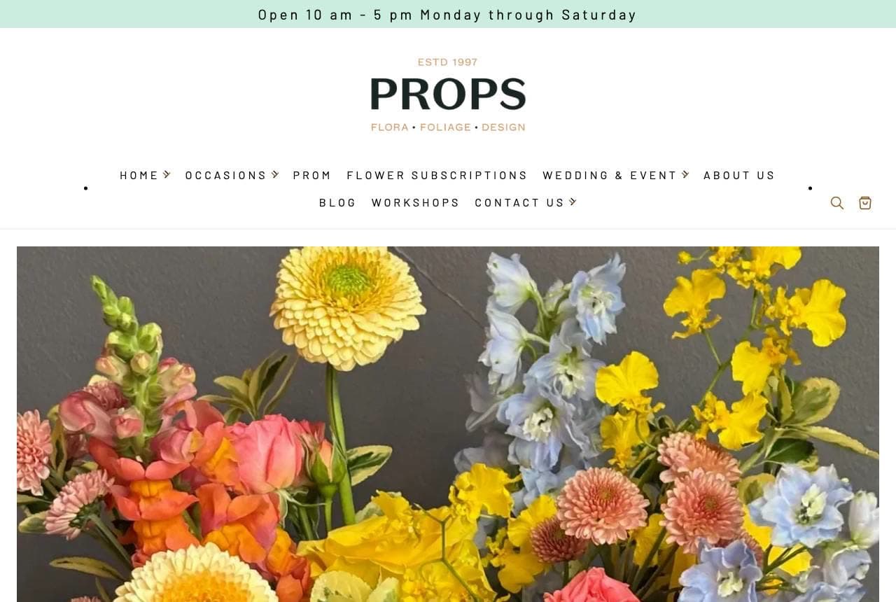 Props Floral Design website — Seasonal Florist design example