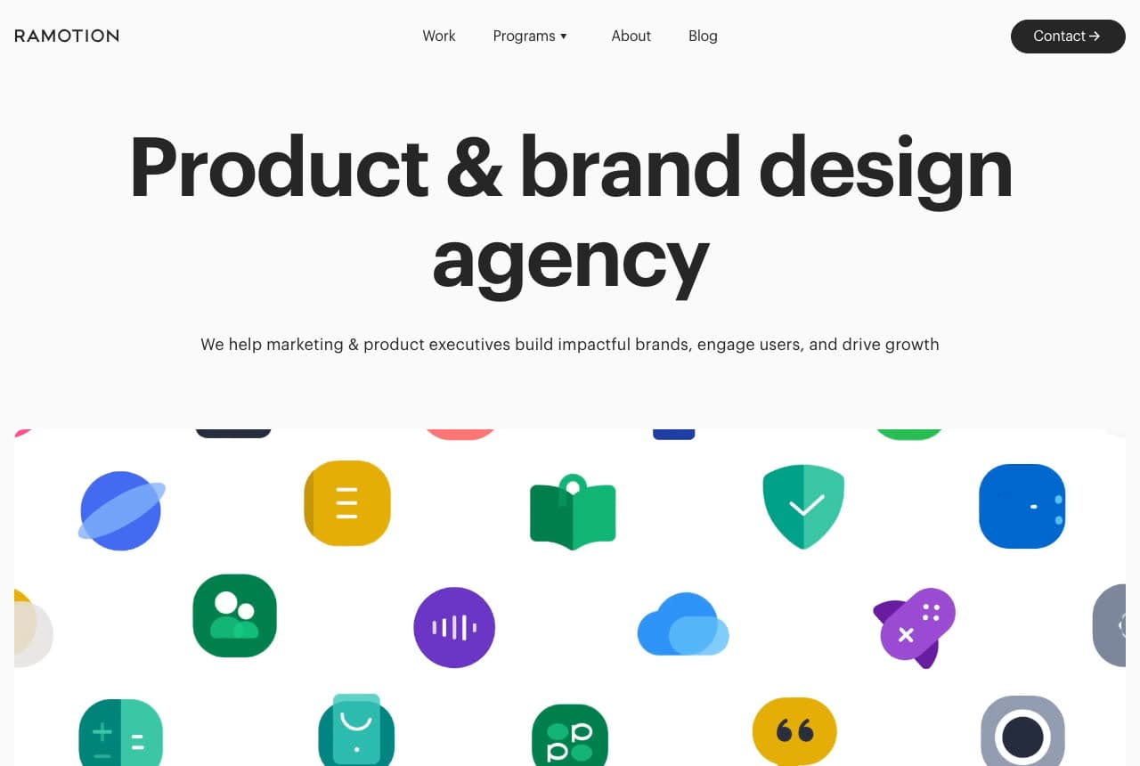 Ramotion website — Brand Agency design example