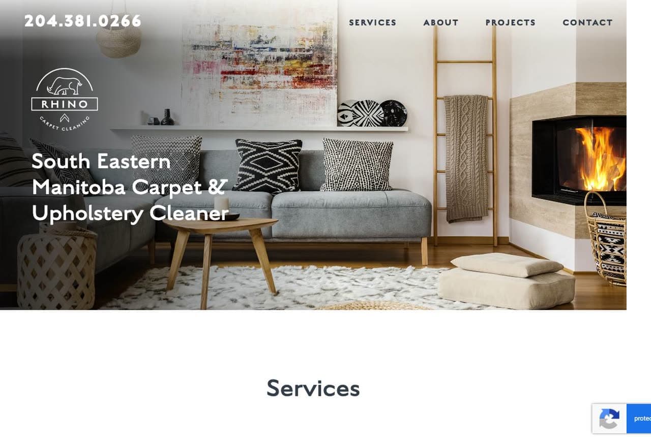 Rhino Carpet Cleaning website — Regional Cleaner design example