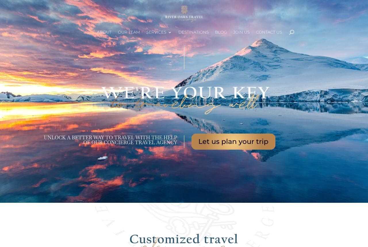 River Oaks Travel website — Concierge Agency design example