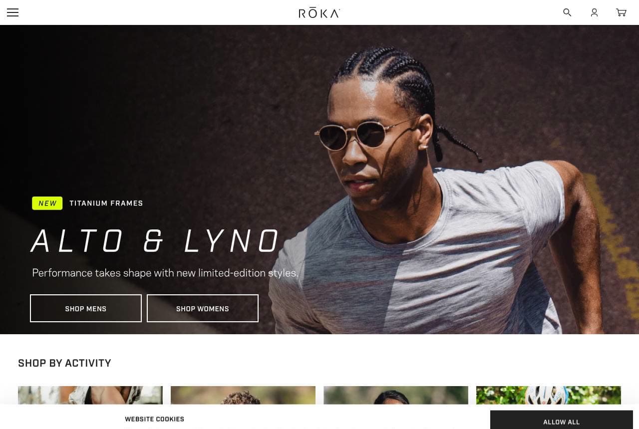ROKA website — Performance Eyewear design example