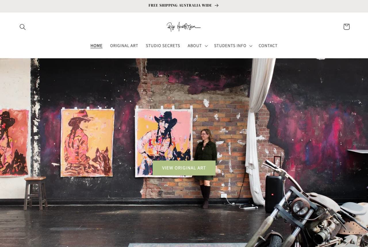 Rose Hewartson website — Pop Artist + Teacher design example
