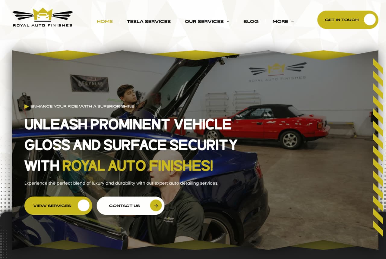 Royal Auto Finishes website — PPF & Coatings design example