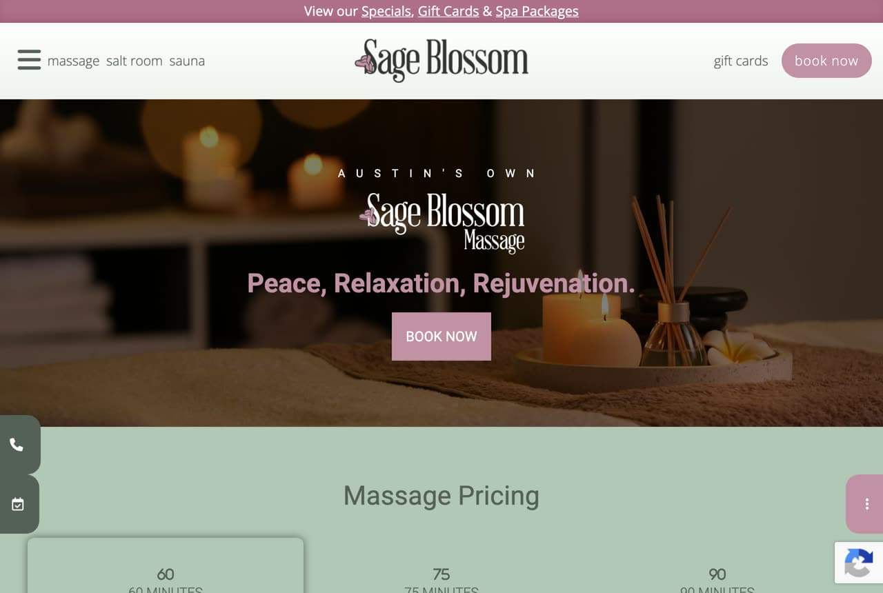 Sage Blossom Massage website — Massage design example