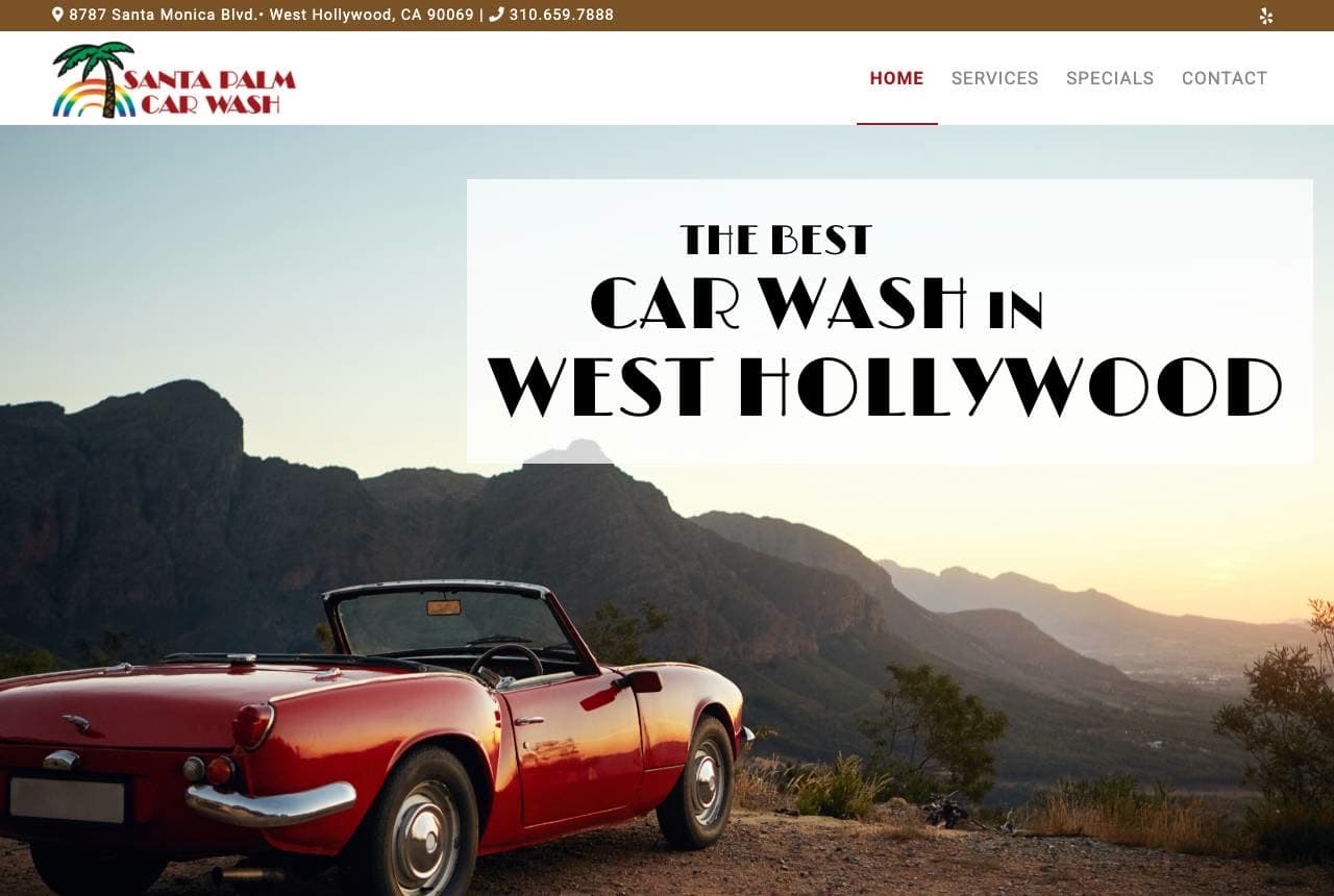 Santa Palm Car Wash website — Stylish Local Wash design example