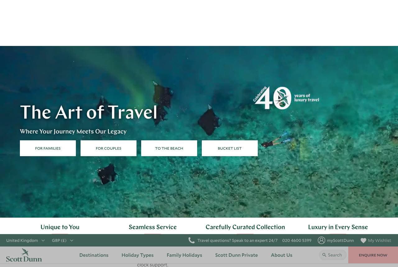 Scott Dunn website — Luxury Travel design example