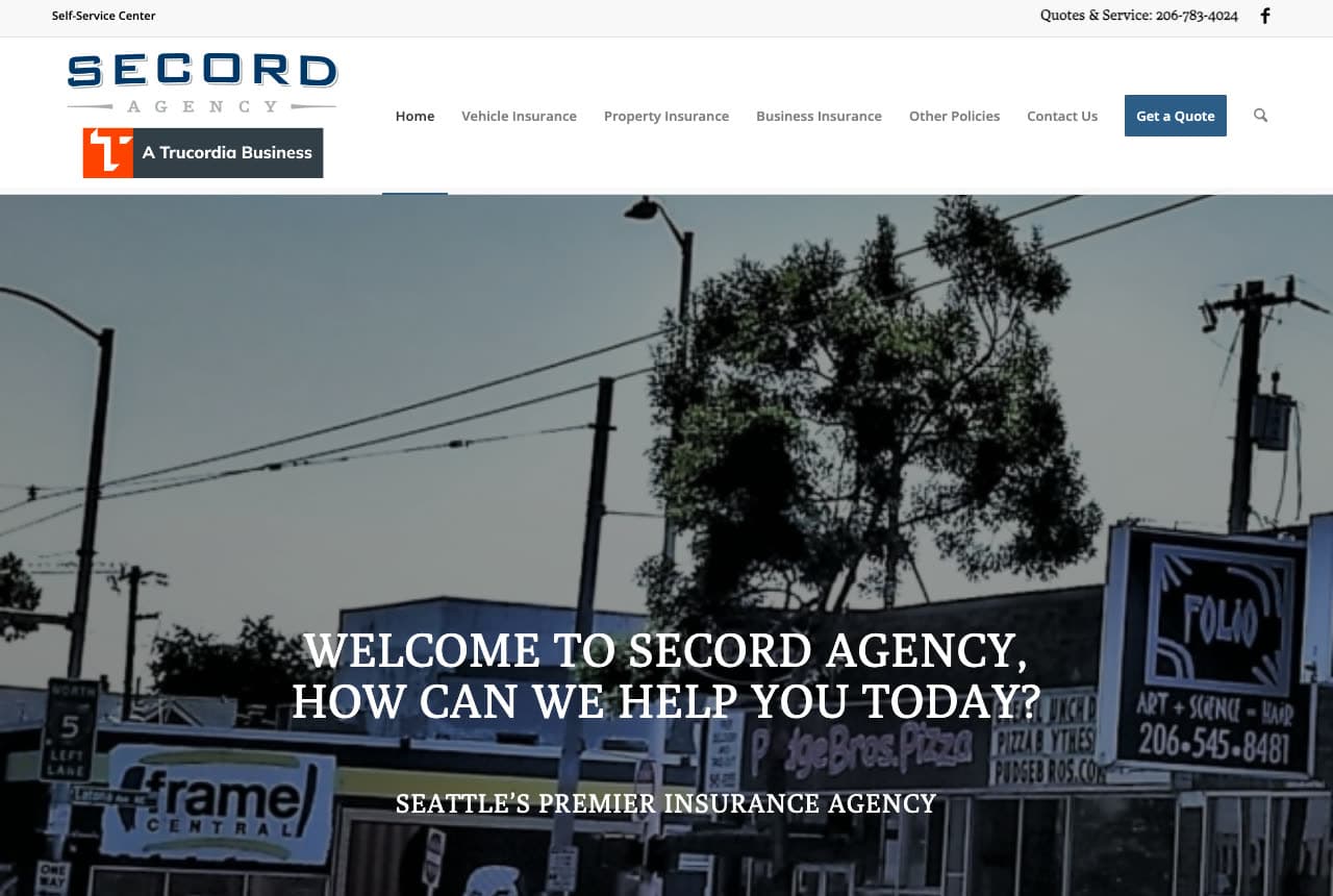 Secord Agency website — Insurance Agency design example
