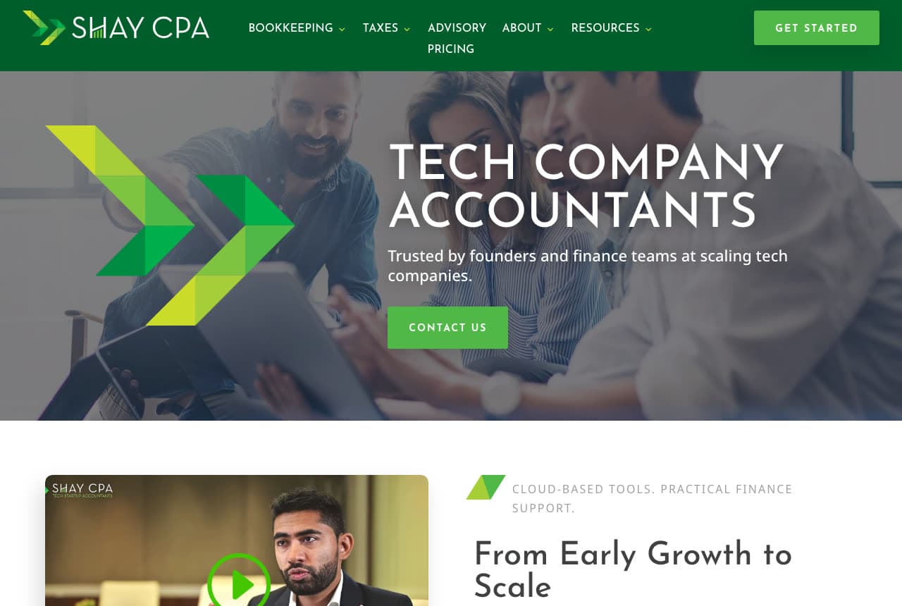 Shay CPA website — Startup & Tech CPA Firm design example