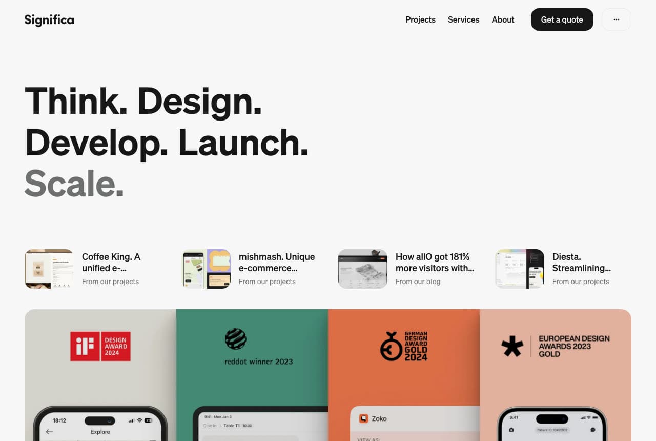 Significa website — Product Studio design example