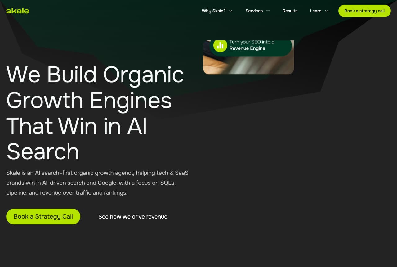 Skale website — SEO Agency design example