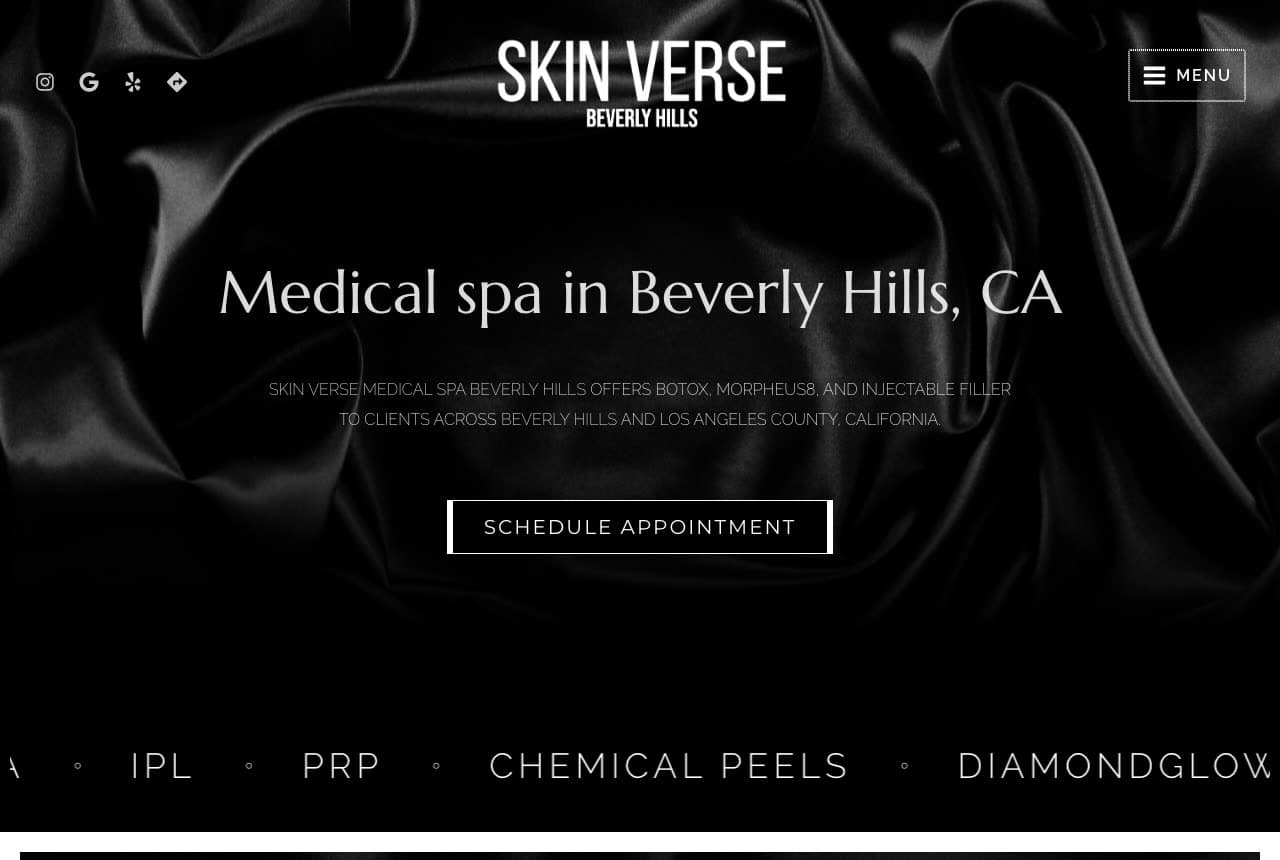 Skin Verse Medical Spa website — Luxury Clinic design example