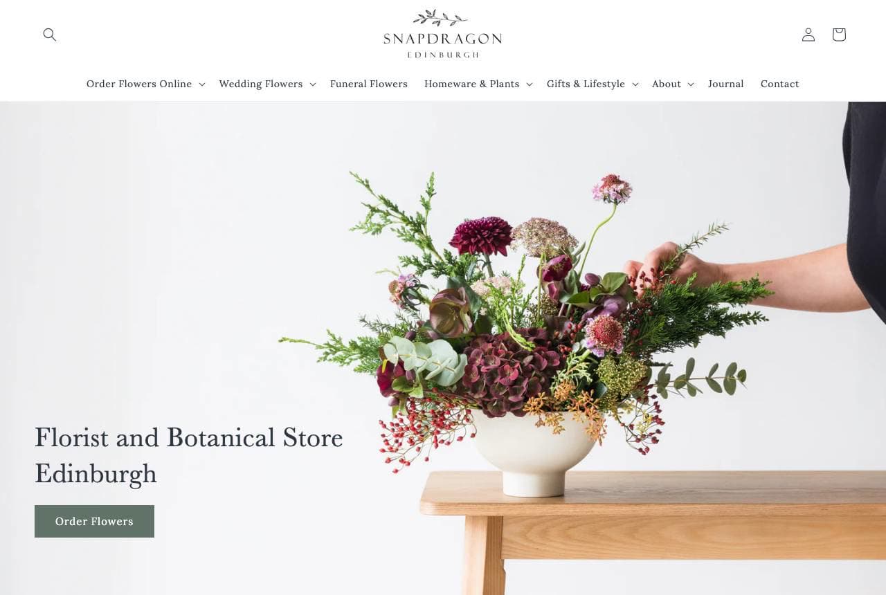 Snapdragon website — Local Florist design example