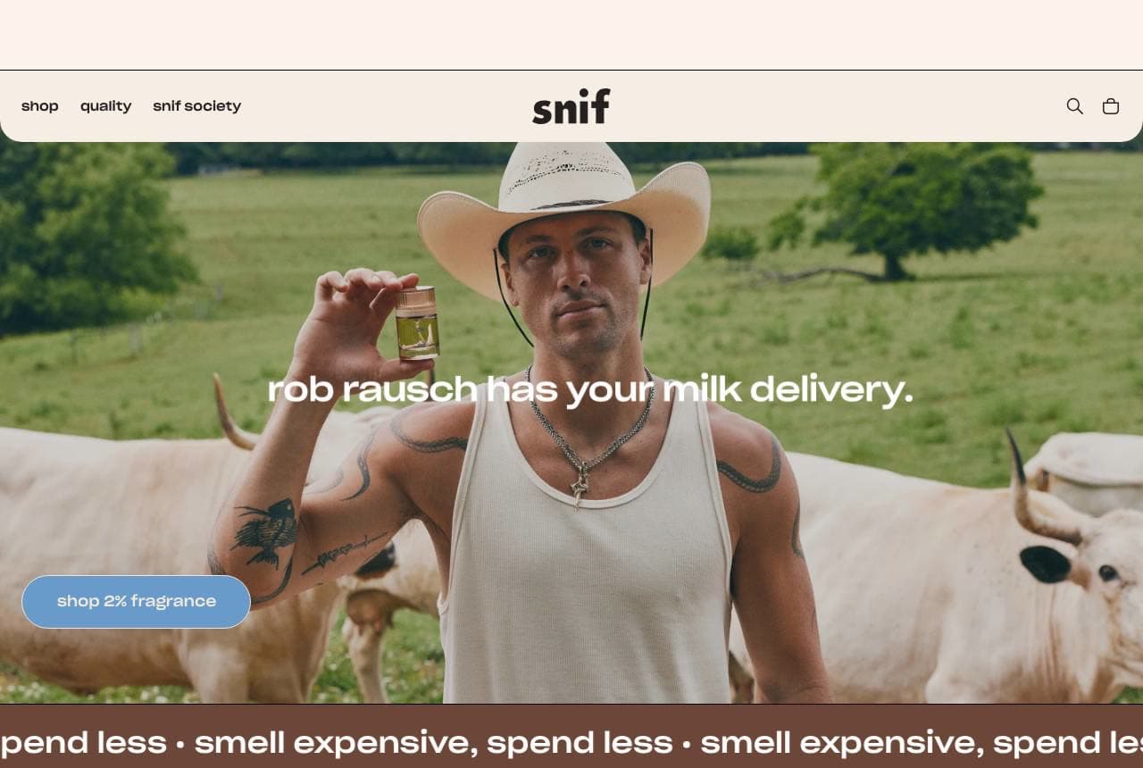 Snif website — DTC Fragrance design example