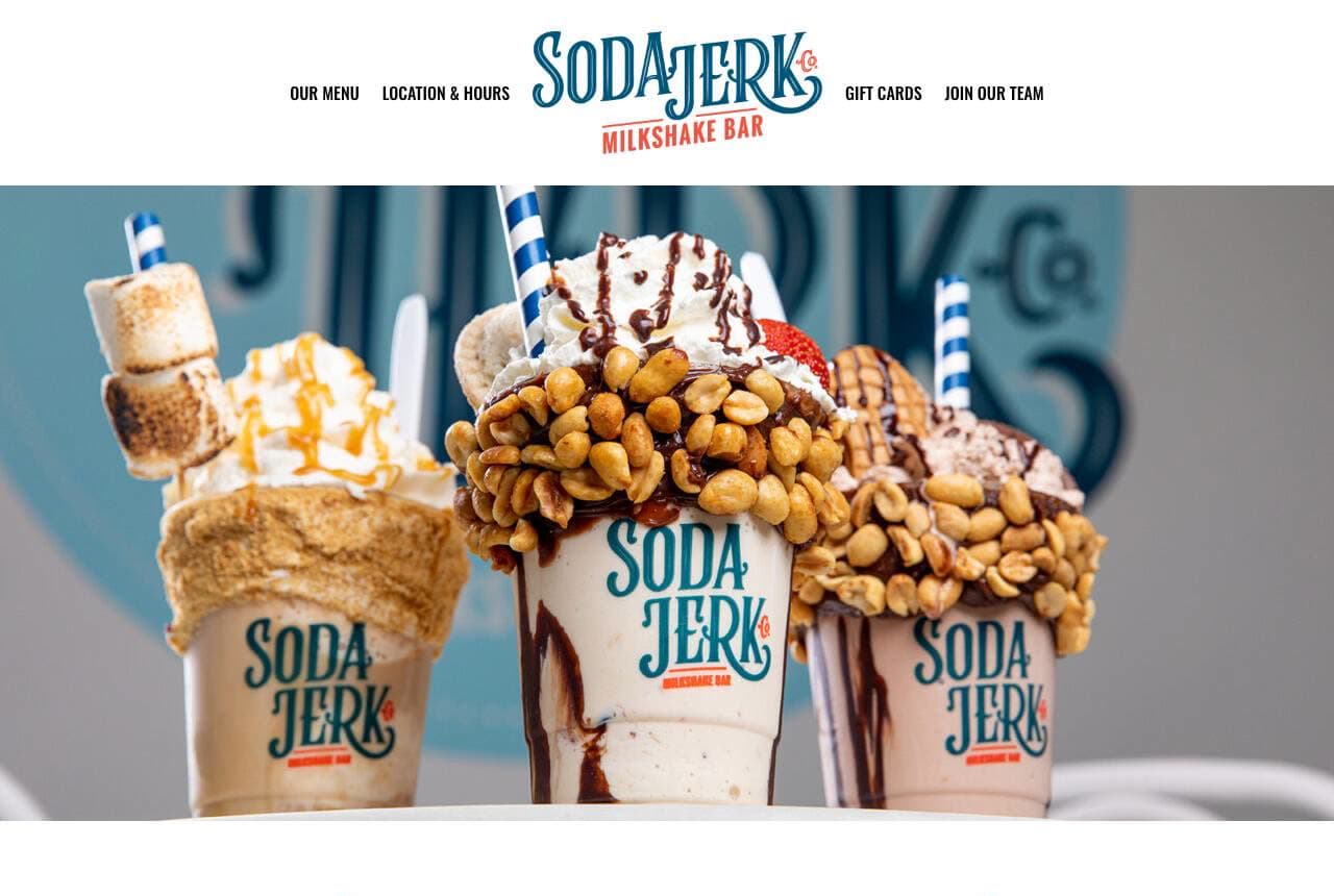 Soda Jerk Co. website — Milkshake Bar design example