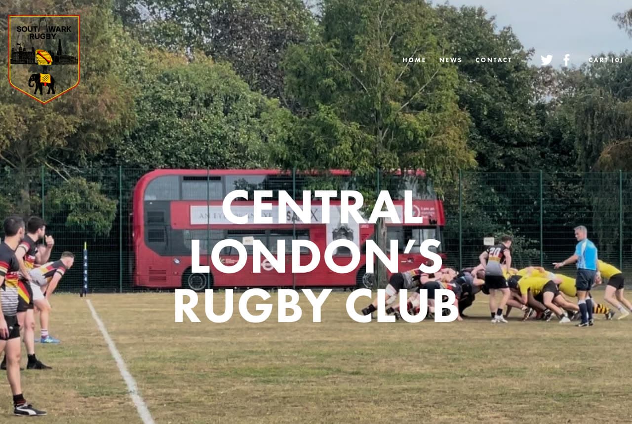 Southwark Rugby website — Rugby Club design example