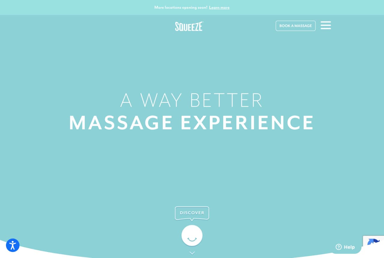 Squeeze website — Massage design example
