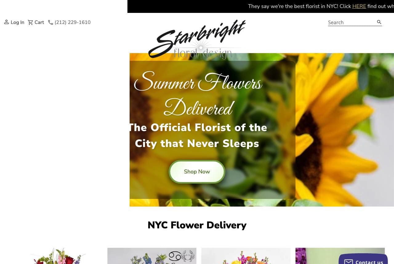 Starbright website — Delivery Florist design example
