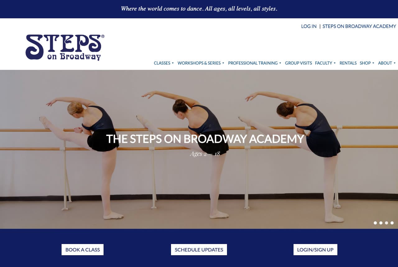 Steps on Broadway website — Dance Academy design example