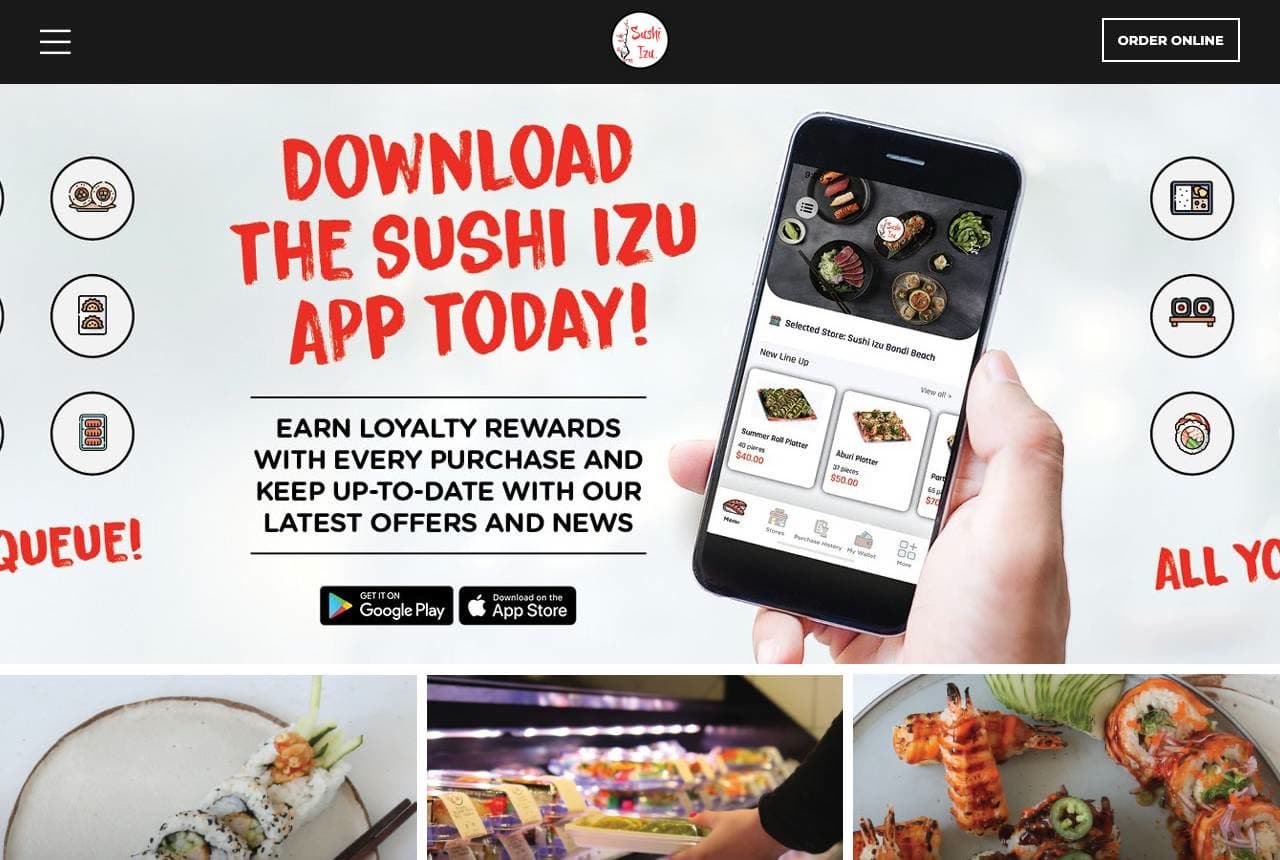 Sushi Izu website — Retail / Grab-and-Go design example