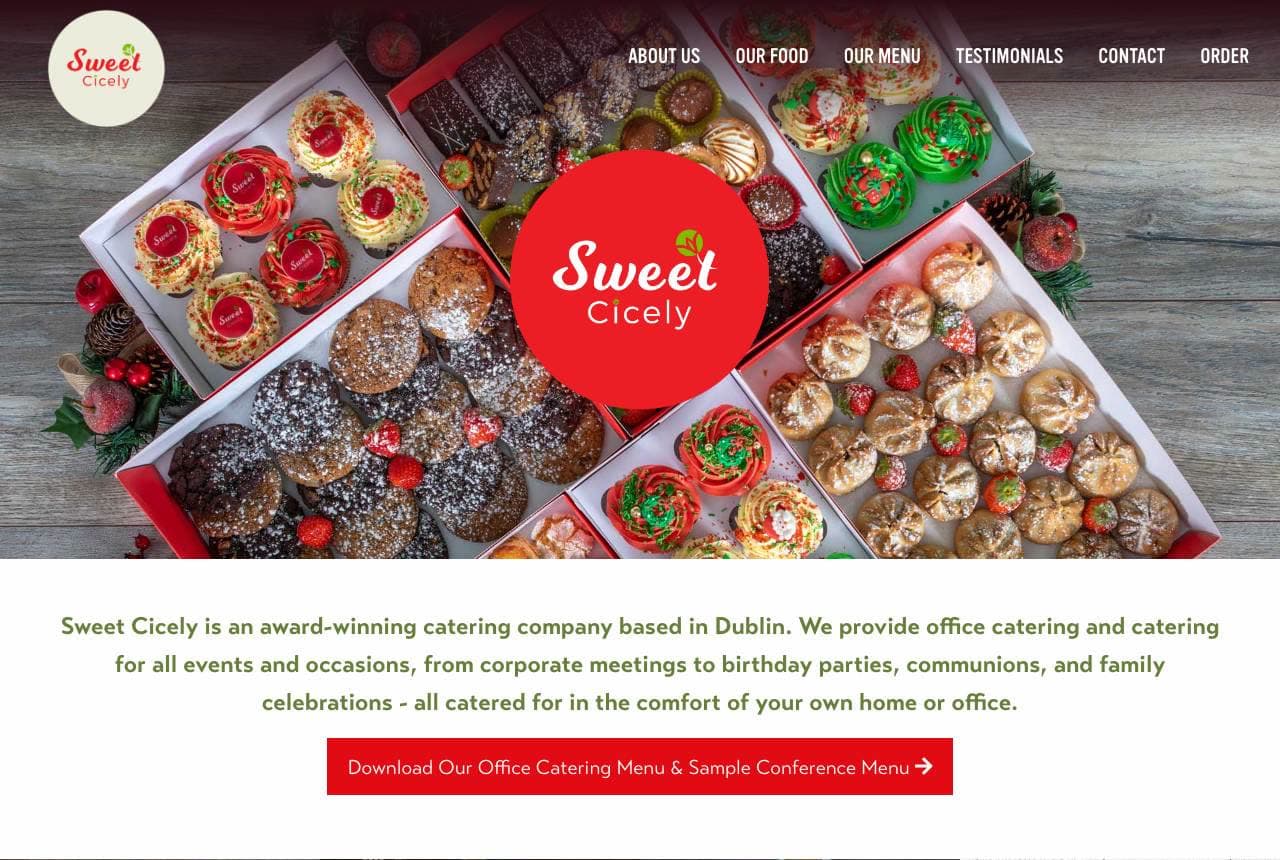 Sweet Cicely website — Office & Event Catering design example