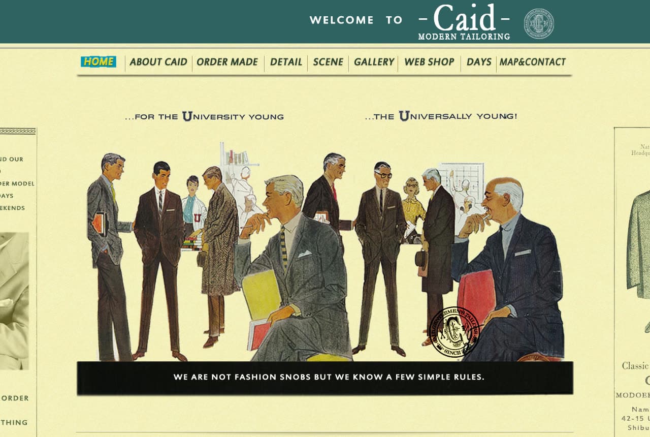 Tailor Caid website — Ivy-Style Tailor design example