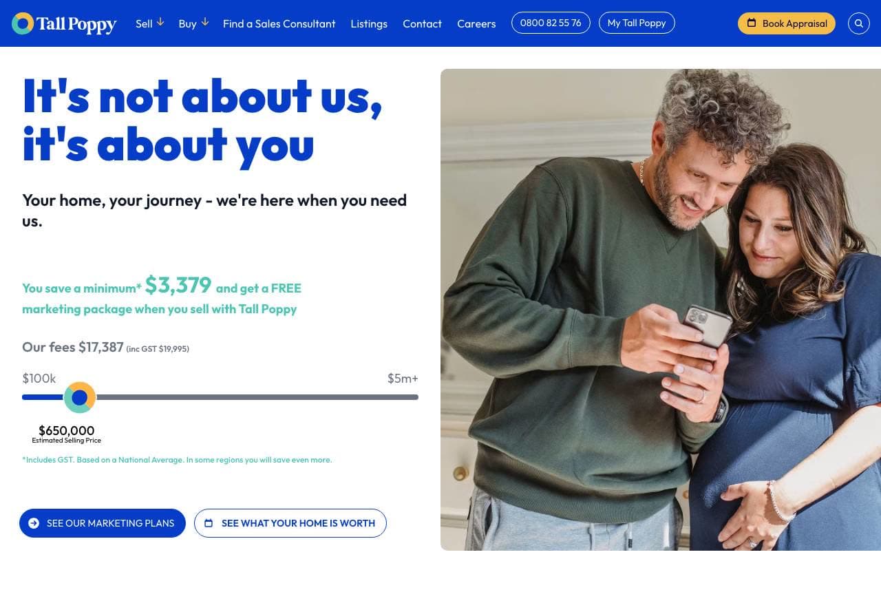 Tall Poppy website — Flat-Fee Agency design example