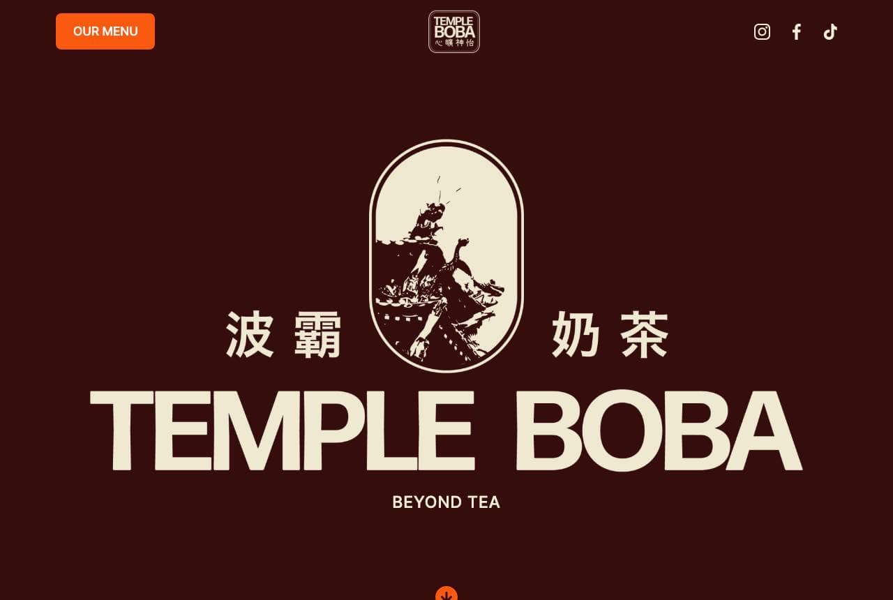 Temple Boba website — Bubble Tea design example