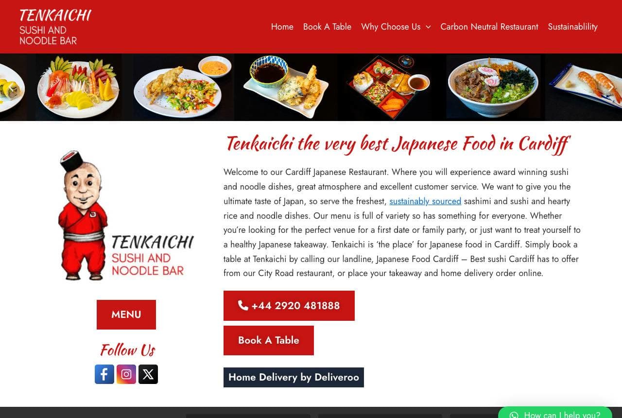 Tenkaichi website — Neighborhood Restaurant design example